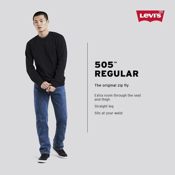 🆕 Levi's Men's 505 Fit Jeans (Regular and Big & Tall) Regular 36W x 29L Roth - Picture 4 of 8